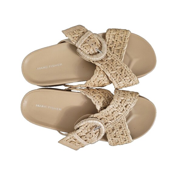 Marc Fisher Shoes - Marc Fisher Welti Woven Buckle Platform Sandal Womens Sz 8.5M Tan